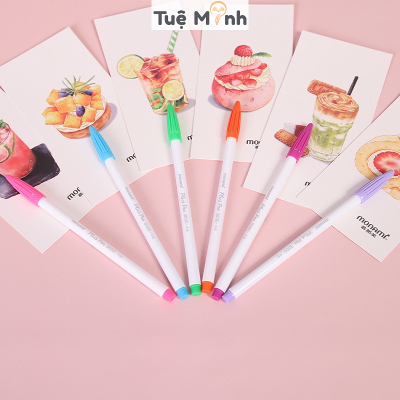 Bút màu Monami bộ 12 VPPTUEMINH - 24 màu, bút lông màu viết Calligraphy nét 0.4 - 1mm nét thanh nét đậm, tô màu đa năng