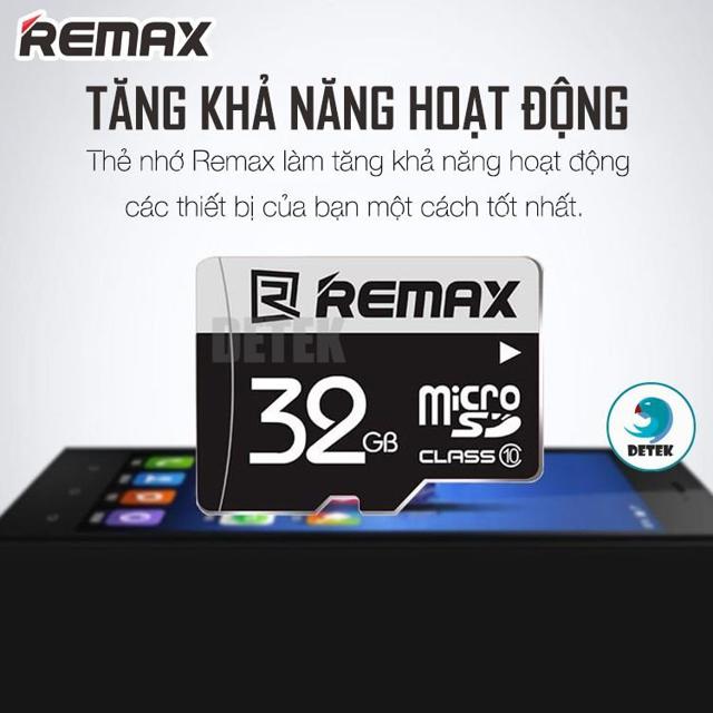 [Mã ELFLASH5 giảm 20K đơn 50K] Thẻ nhớ MicroSD REMAX 32GB Class 10 - Hàng chính hãng - Bảo hành 12 tháng 1 đổi 1