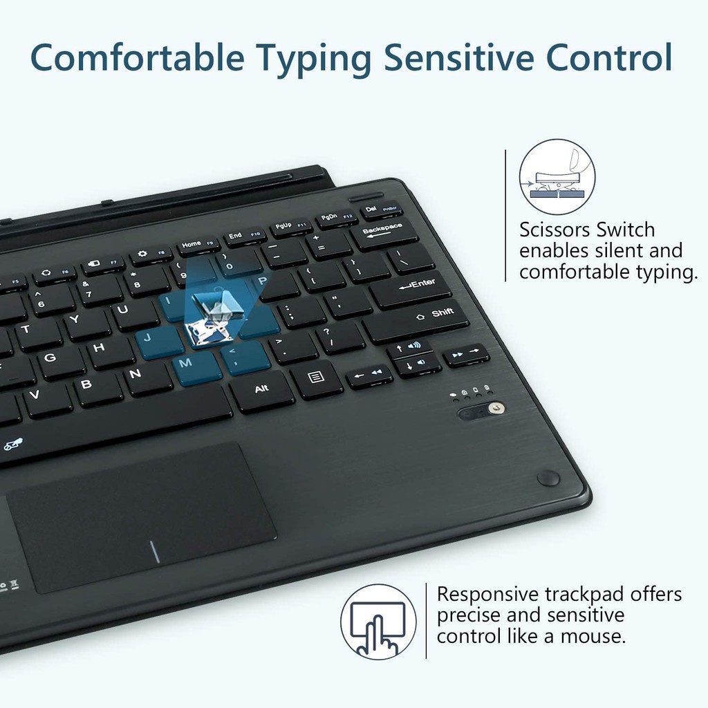Bàn Phím bluetooth Cho microsoft surface go 2 3 4 pro 7 / 6 / 5 / 4 / 3 Có Màn Hình Cảm Ứng Và Pin Sạc
