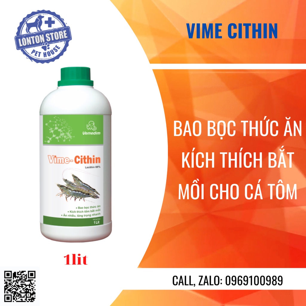 VEMEDIM Vime Cithin giúp tôm ăn mồi nhiều hơn, tăng cân, mau lớn, chai 1lit - Lonton store