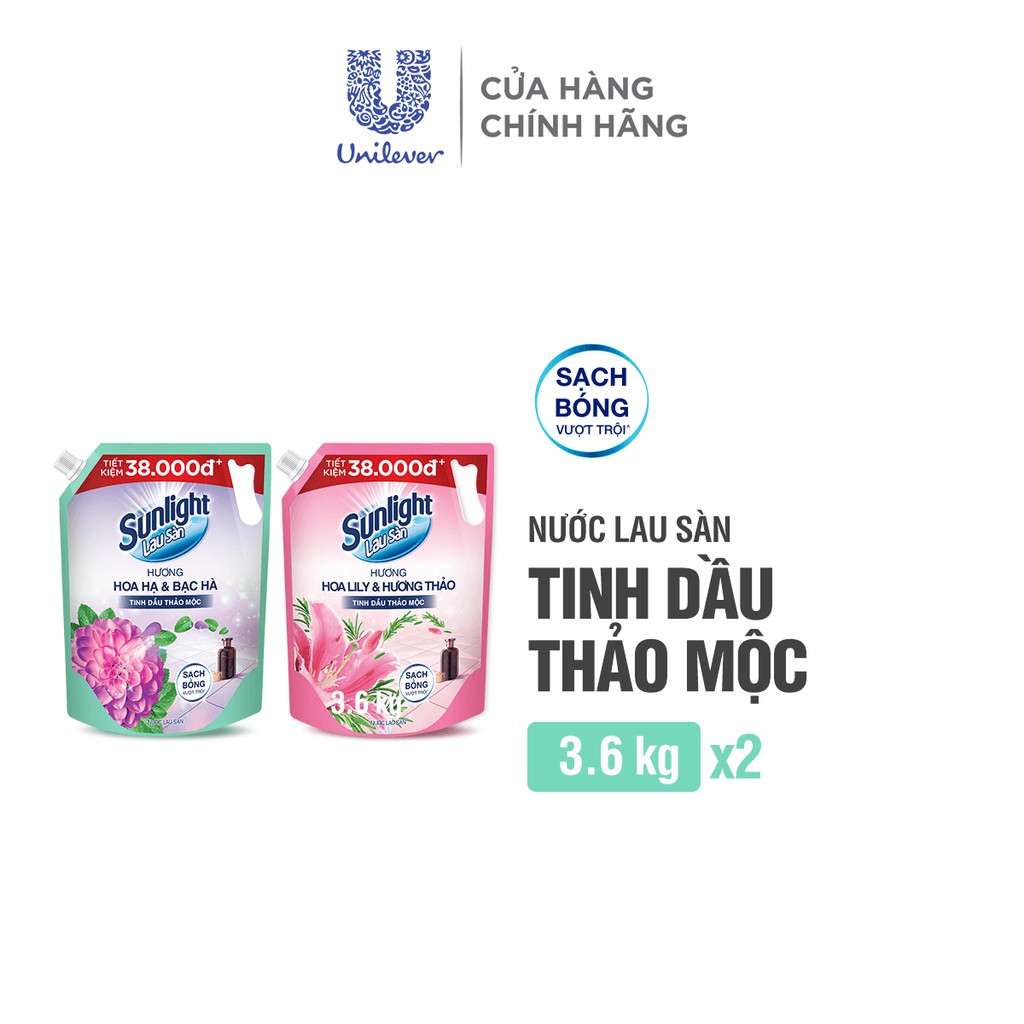 Nước Lau Sàn Sunlight Tinh Dầu Thảo Mộc Túi 3.6 Kg