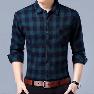 Áo Sơ Mi Caro Tay Dài Thời Trang Cho Nam Tuổi Trung Niên 100