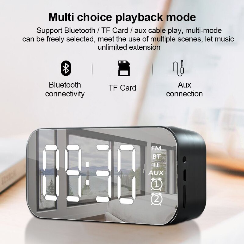 Loa Bluetooth Kiêm Đồng Hồ Báo Thức Vitog Có Đèn LED Hỗ Trợ MP3 FM Radio Tiện Dụng