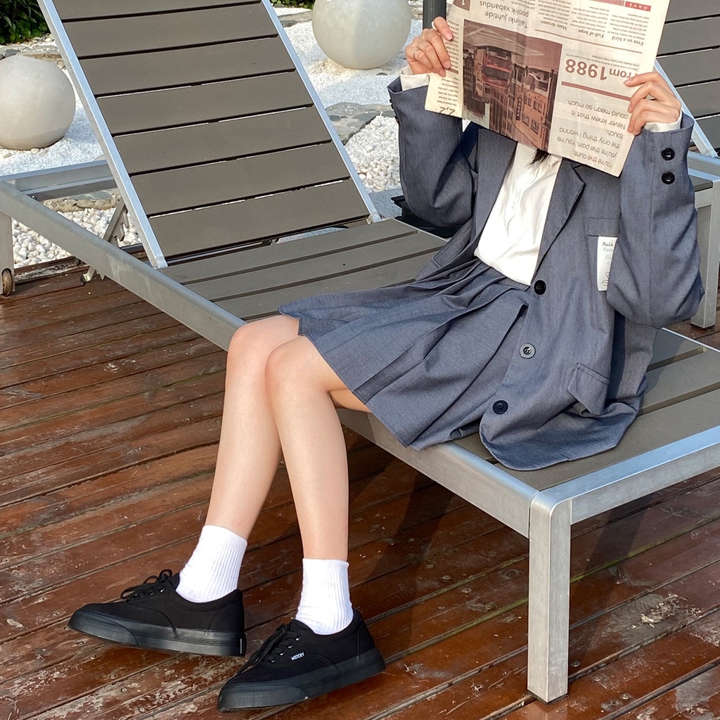 Mistery Giày thể thao trắng vải canvas cao 3cm cho nữ MIS-503