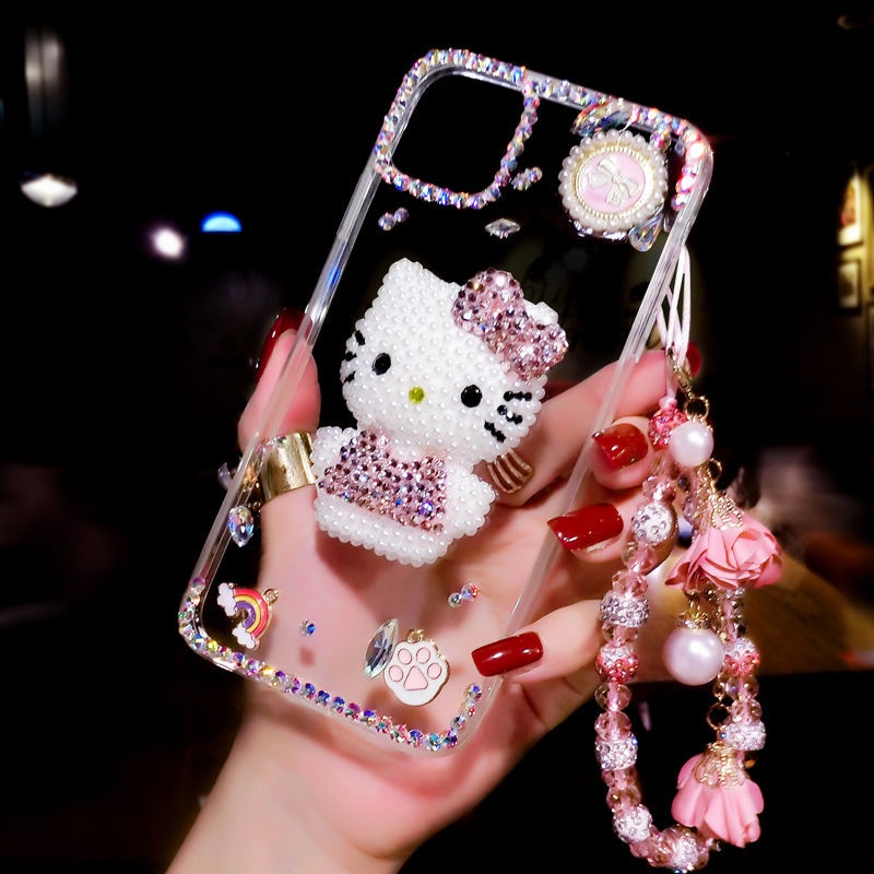 Ốp Điện Thoại Hình Mèo Kitty Đính Đá Cho Iphone 14Promax 12 11 13 XS XR 7 8 Plus Phone Case