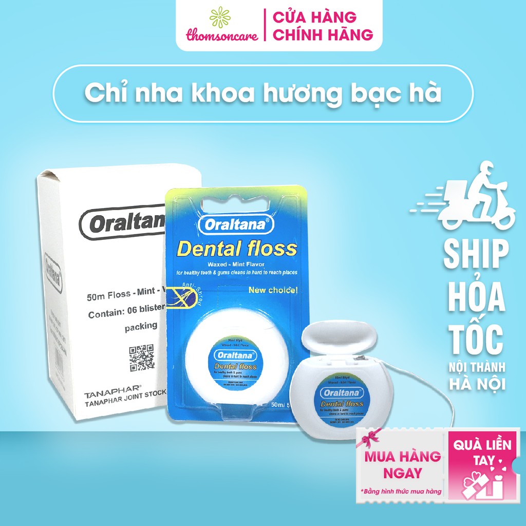 Chỉ nha khoa Oraltana - Hương bạc hà thơm mát - chỉ cuộn kẽ răng, vệ sinh răng miệng