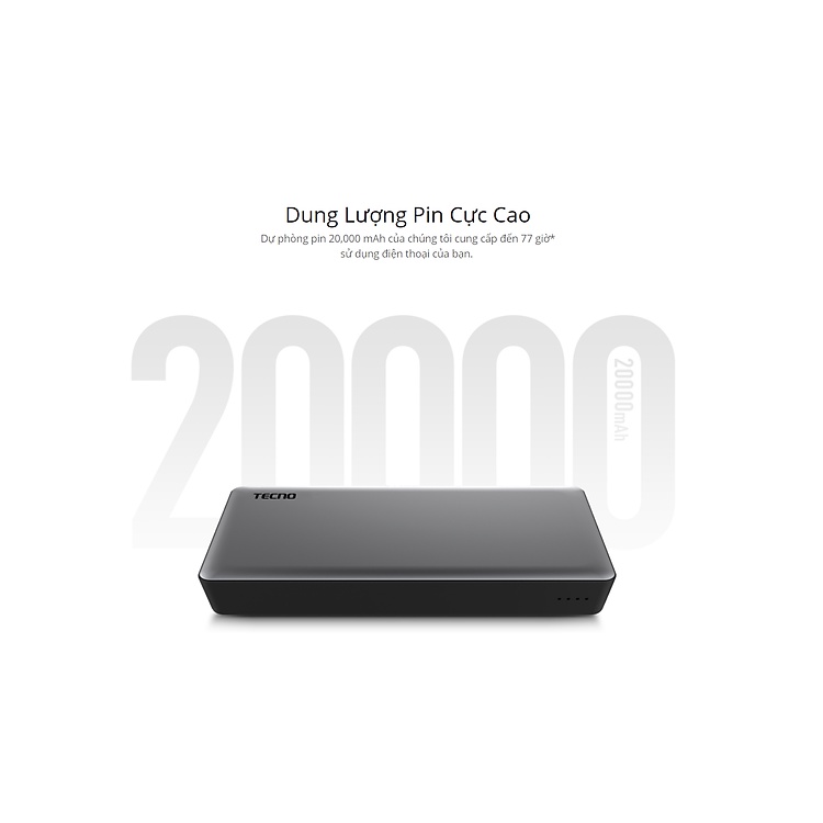 [Mã 155ELSALE giảm 7% đơn 300K] Pin Sạc Dự Phòng Tecno TPB - P201X 20.000mAh Tích hợp Cổng USB Type-C Input