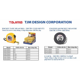 Thước kéo dây thép TAJIMA 10m,20m,30m bản rộng 10mm,