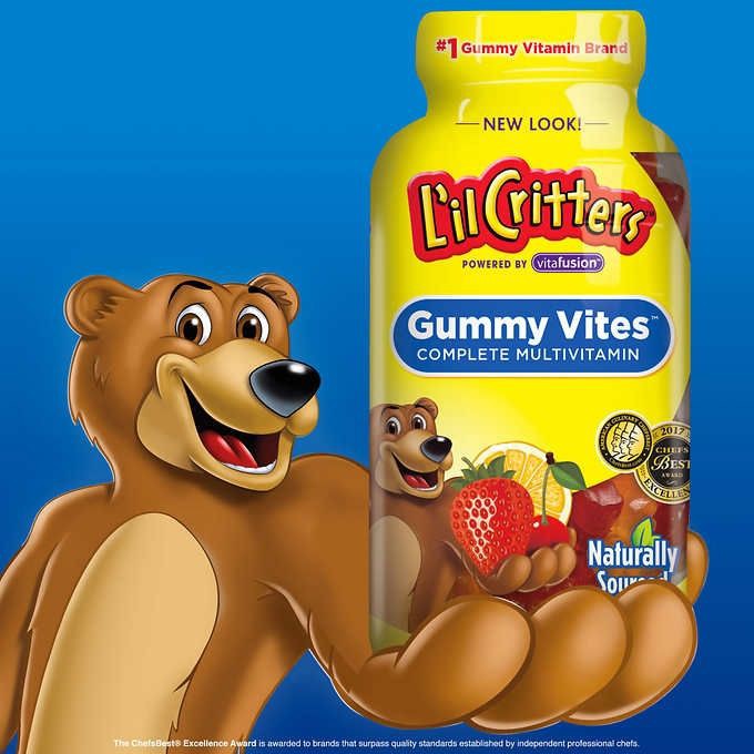 Kẹo dẻo đa Vitamin thiết yếu Lutien và gấp đôi Canxi cho bé - L’il Critters Gummy Vites 300 viên