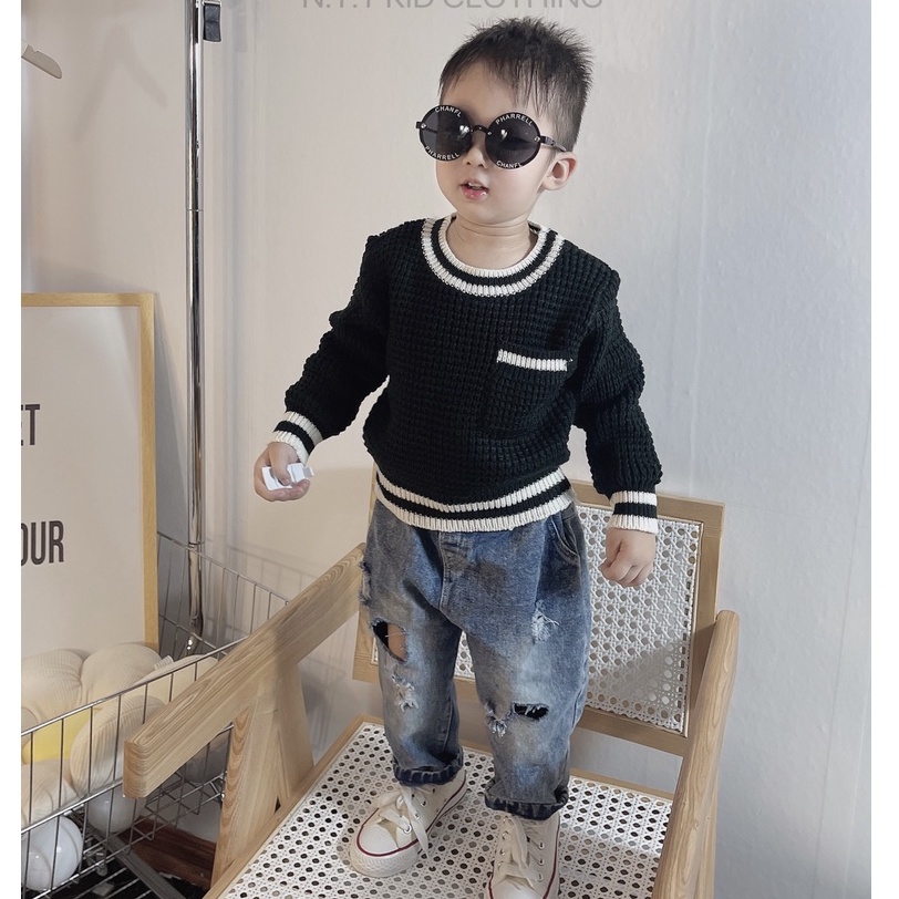 TẾT 2024: ÁO LEN cho BÉ TRAI phối viền tinh tế 16-36kg