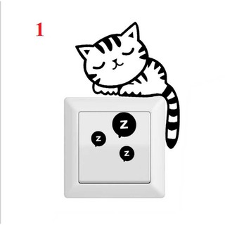 D22 Sticker mèo xinh dán ổ cắm điện
