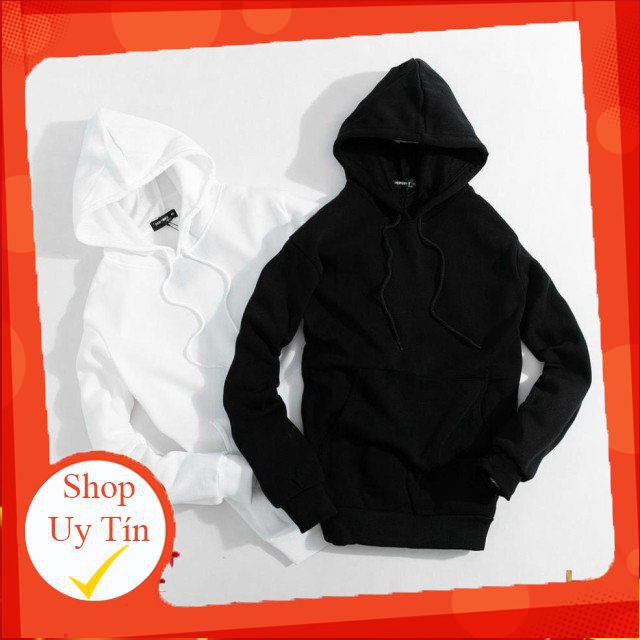Áo Hoodie nam nữ unisex đôi cặp form rộng trơn trắng đen có mũ đẹp chất nỉ phong cách trẻ trung Hàn Quốc