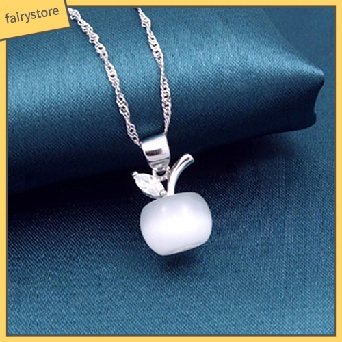 Mặt vòng cổ mạ bạc hình trái táo đính đá opal nhân tạo thời trang