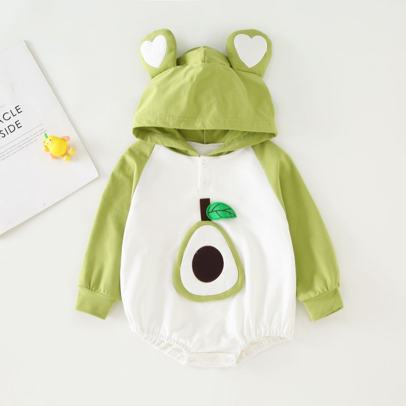 Áo Liền Quần Tay Dài Có Nón Dễ Thương Dành Cho Bé