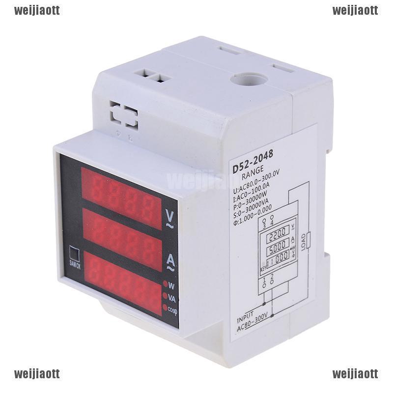 Lab din rail led ac voltmeter ammeter volt amp meter gauge 80-300v 0-100a