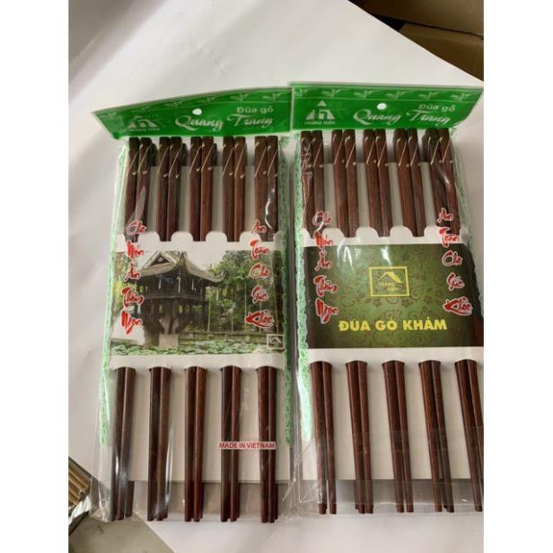Bộ 10 Đôi Đũa Gỗ Khảm 100% Gỗ Tự Nhiên Giá Tốt - HV Store 352