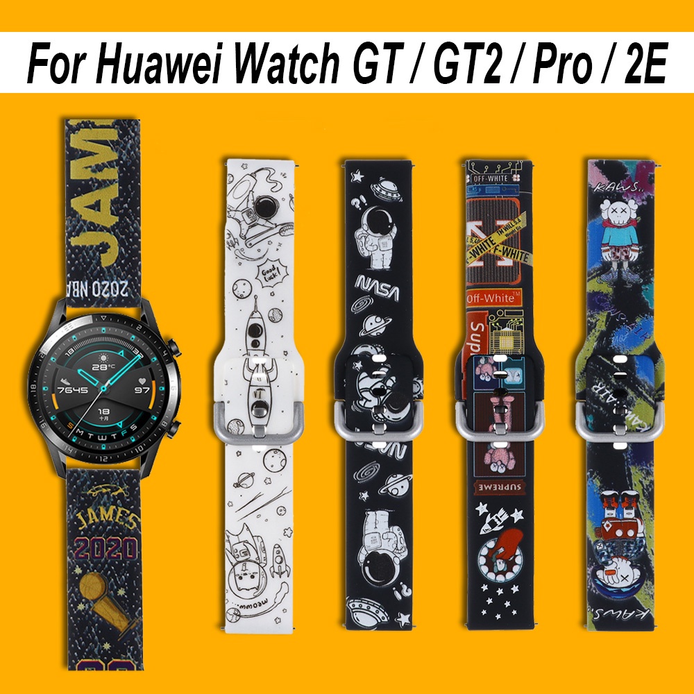 Dây Đeo Silicon Họa Tiết Hoạt Hình Cho Đồng Hồ Huawei Watch GT2 GT3 Pro 46mm 42mm 43mm GT2e Honor Magic 2