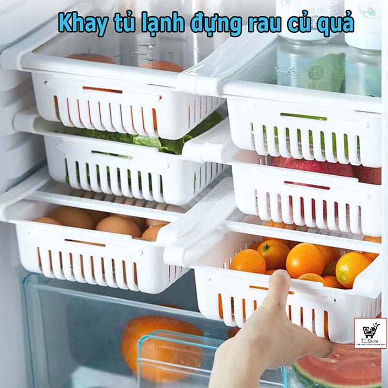 Khay rổ kẹp tủ lạnh đựng đồ đa năng có thanh trượt chỉnh được kích thước giúp tiết kiệm không gian tủ lạnh-KHAY TỦ LẠNH