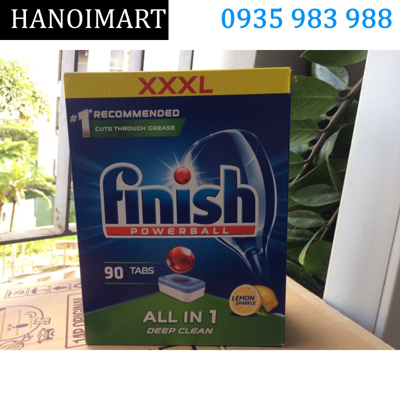Combo Viên rửa bát Finish All in hộp 90 viên + Nước làm bóng Finish 400ml + Tặng 4 viên Finish