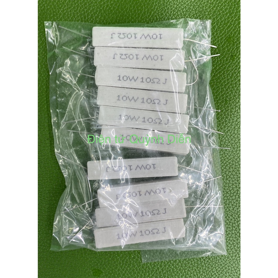 Combo 10 Trở Sứ 10W 10R Chân Đồng, Điện Trở Công Suất - linh kiện điện tử QUỲNH DIỄN