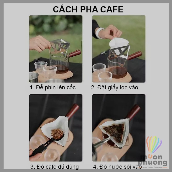 [FRSHIP15K] Phin pha trà cafe xếp gọn + 100 giấy lọc cho cắm trại dã ngoại du lịch - MUÔN PHƯƠNG SHOP