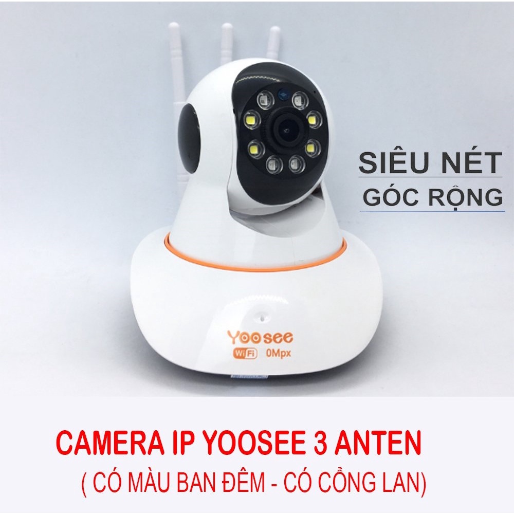 CAMERA WiFi Yoosee 8Led có cổng Lan, có màu ban đêm Trong Nhà Siêu Nét 2.0MP, đàm thoại 2 chiều, hỗ trợ thẻ nhớ lên 128G