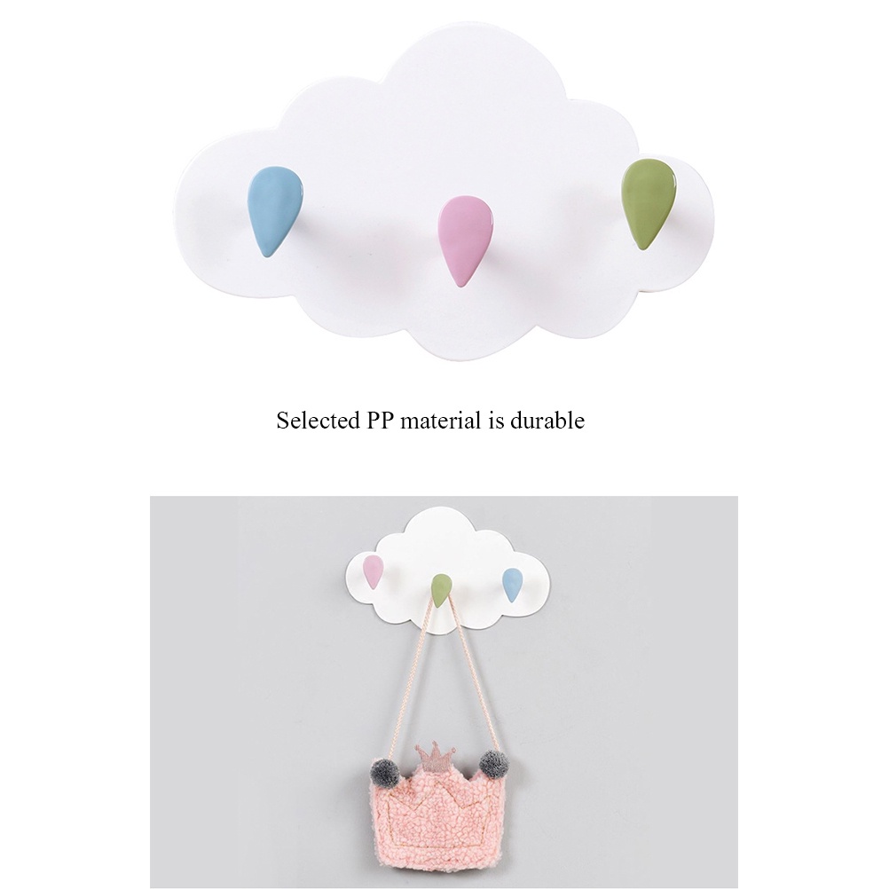 Creative Cloud Seamless Organizer 3 Hook Kitchen Bedroom Bathroom Hooks Cloud Plastic Storage Hook
