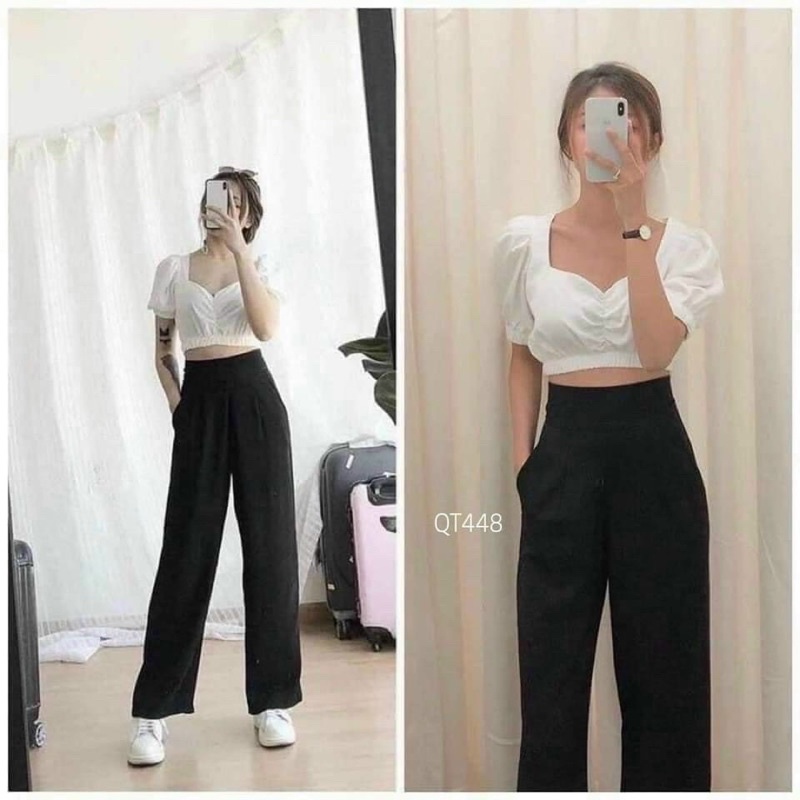 Quần vải suông khóa sườn SV342