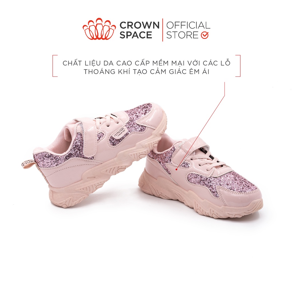 Giày Thể Thao Sneaker Bé Gái Đi Học Đi Chơi Crown Space Cao Cấp CRUK8033 Nhẹ Êm, Chống Hôi Chân Size 28 đến 37