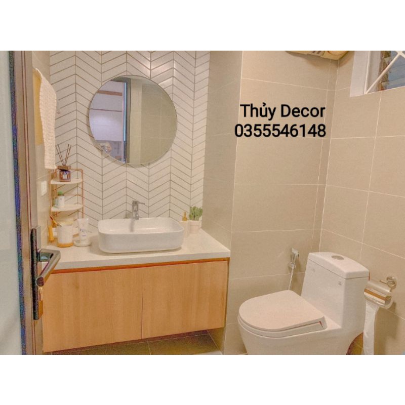 Gương tròn dán tường ❌𝐇𝐚̀𝐧𝐠 𝐜𝐨́ 𝐬𝐚̆̃𝐧 ❌ gương treo dây đay Decor tiện lợi