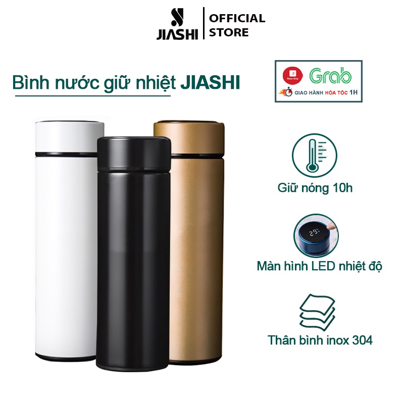 Bình giữ nhiệt Jiashi 500ml cảm ứng thông minh hiển thị nhiệt độ màn hình LED bằng thép không gỉ 304 nóng 10 tiếng BGN01