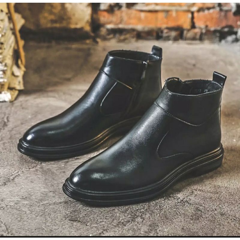 Giày chealsea boot khóa hông da bò cao cấp