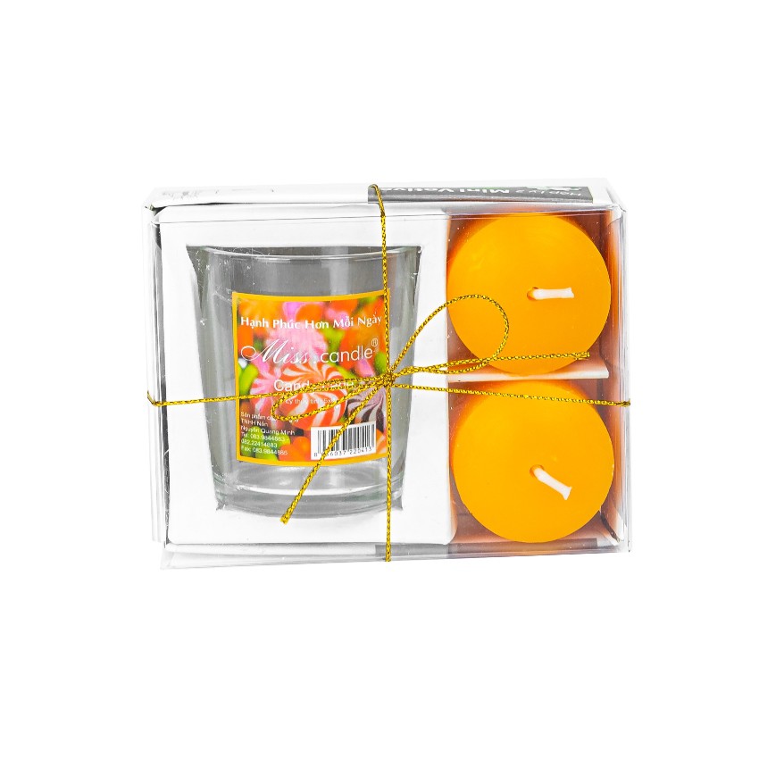 Hộp ly 2 nến thơm mini votive Miss Candle NQM2097 (Cam)