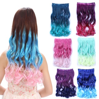 Tóc giả xoăn gợn sóng màu ombre đen hồng