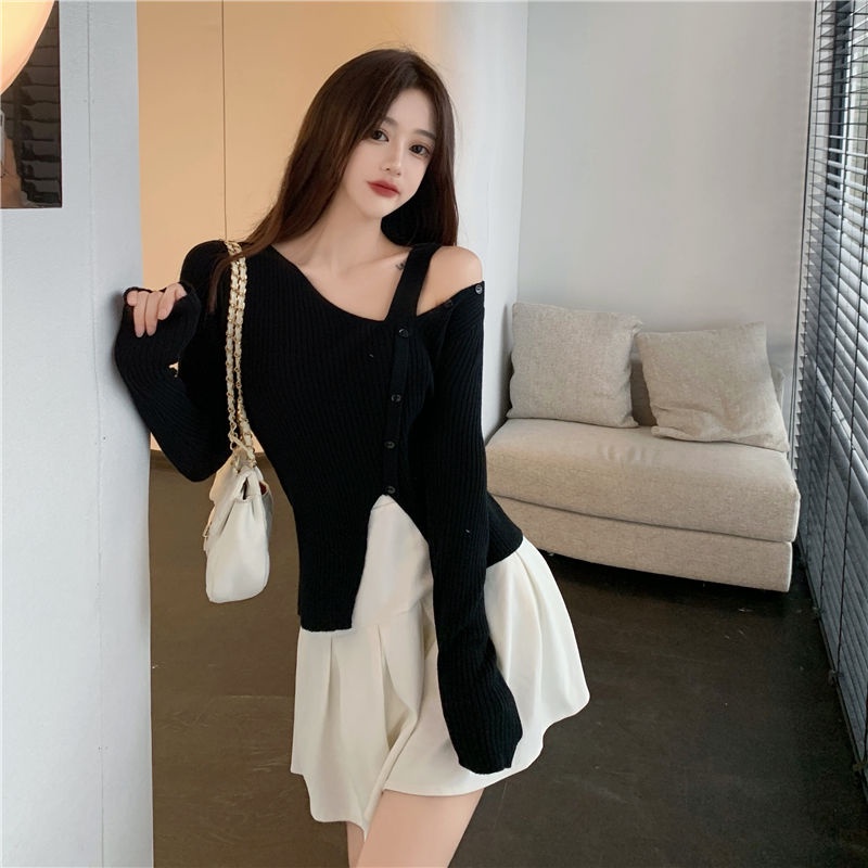 Áo len tay dài xẻ tà thời trang dành cho nữ