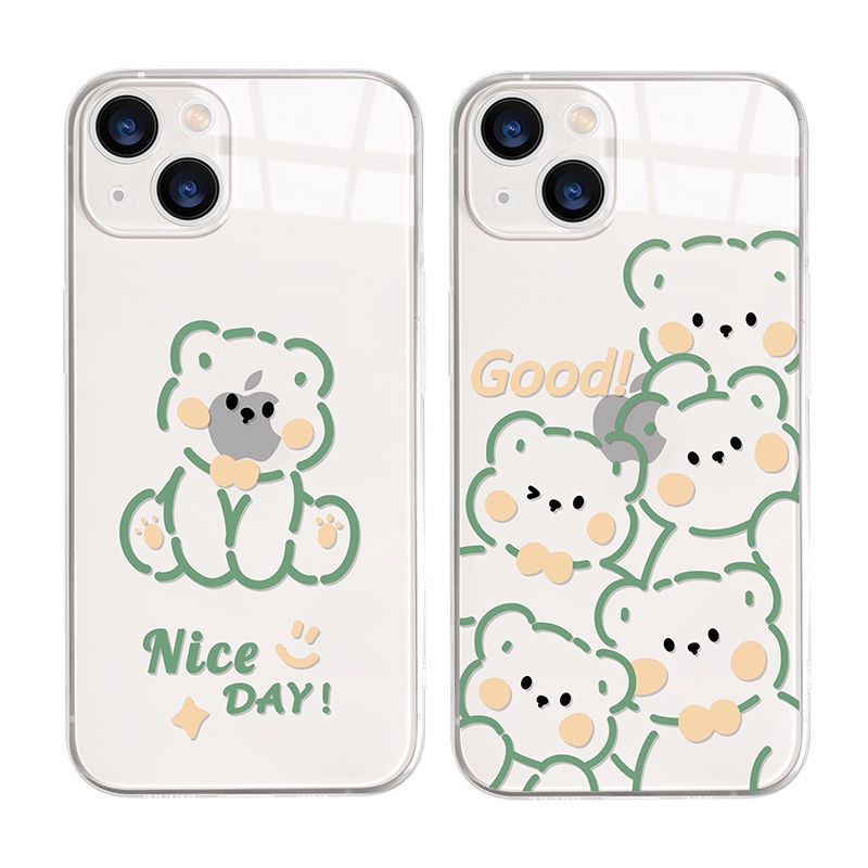 Ốp Điện Thoại Tpu Mềm Trong Suốt In Hình Gấu Dễ Thương Cho iPhone 11 12 13 pro max XS X XR XSMax 7 8 6 6s plus SE 2020