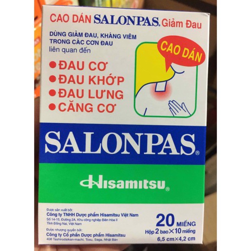 cao dán salonpas hộp 20 miếng