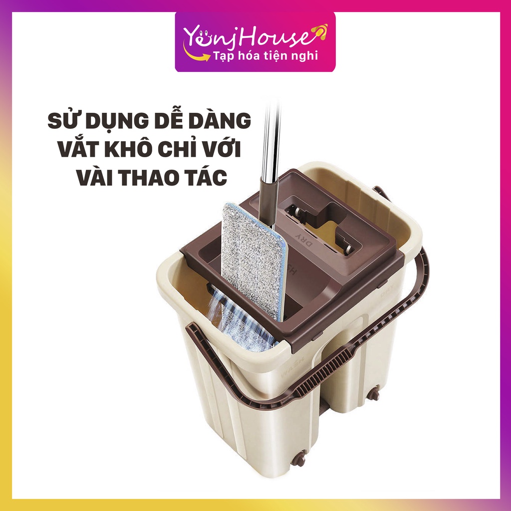 (THÙNG LỚN) BỘ LAU NHÀ 360 ĐỘ CAO CẤP TỰ VẮT PHẲNG CHỮ NHẬT THẾ HỆ MỚI BLVP – 01 – YENJHOUSE