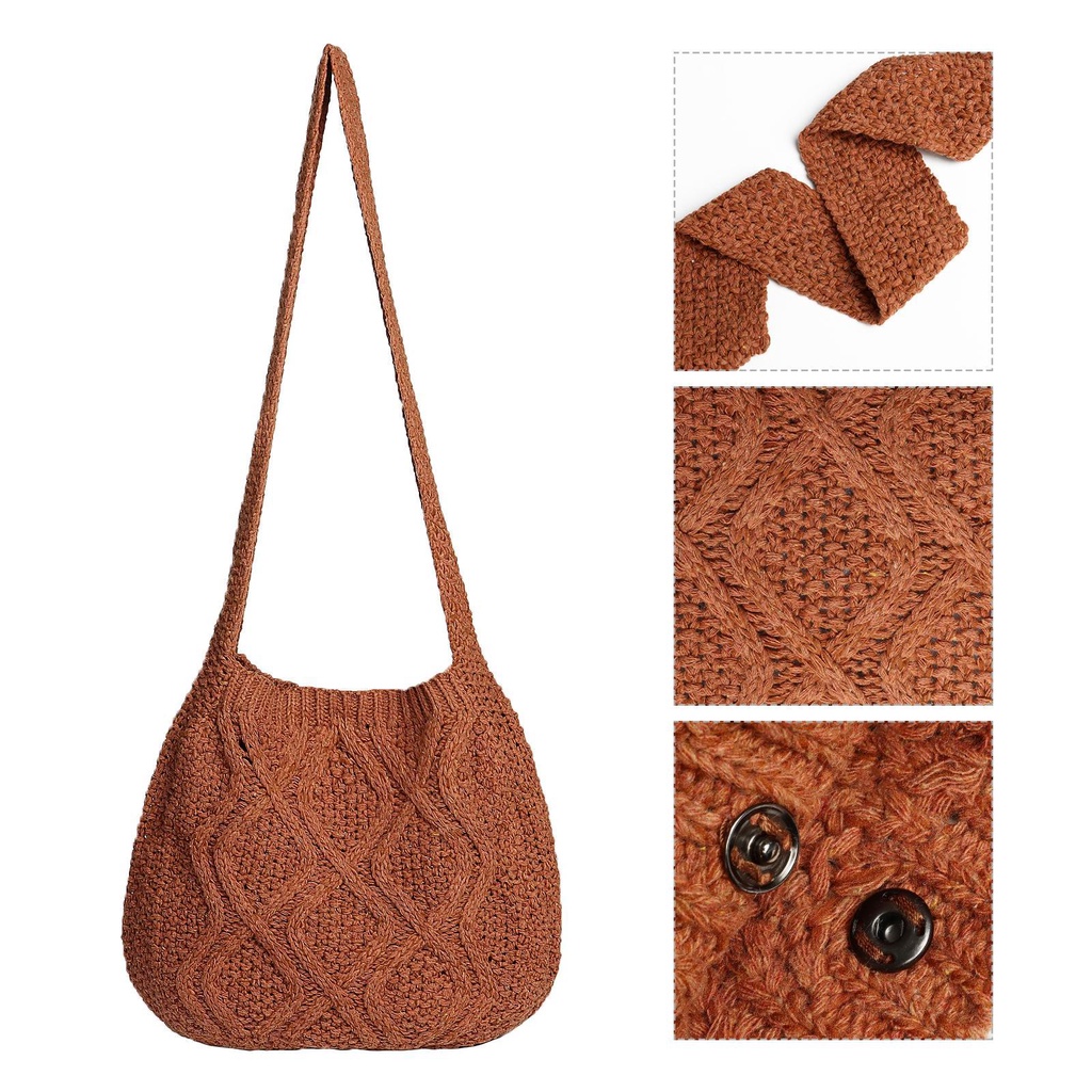 Túi Xách Đan Len Ngăn Chứa Rộng Thời Trang Cho Nữ