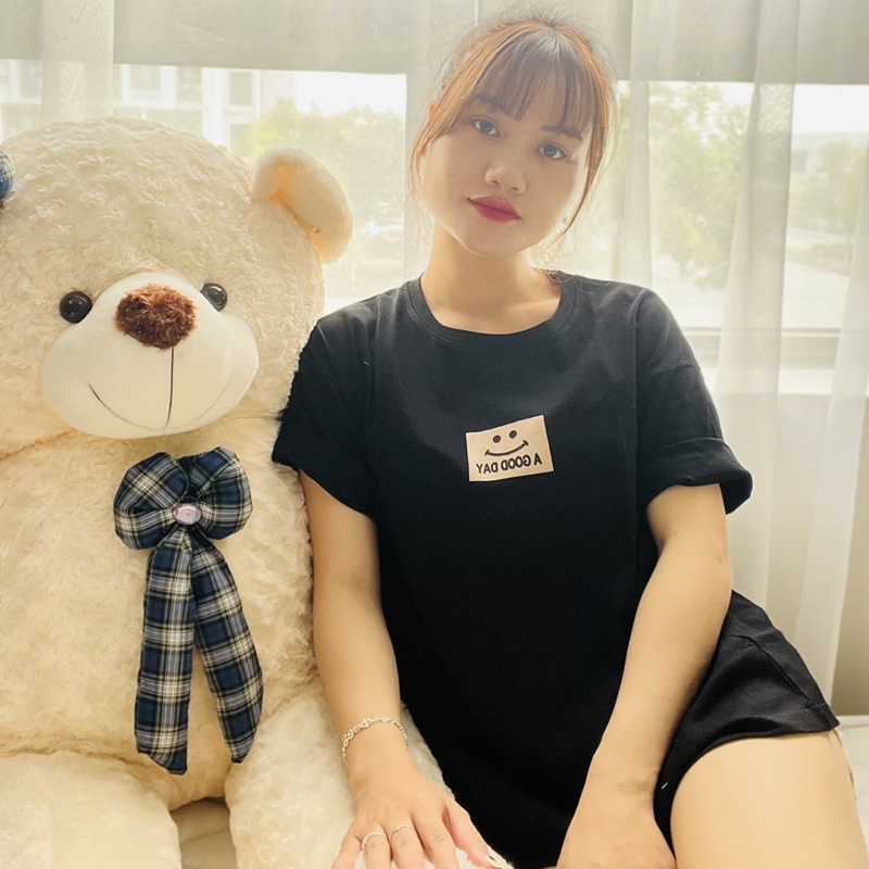 Áo phông nữ, áo thun nữ form rộng cotton cao cấp MẶT CƯỜI freesize<65kg | BigBuy360 - bigbuy360.vn