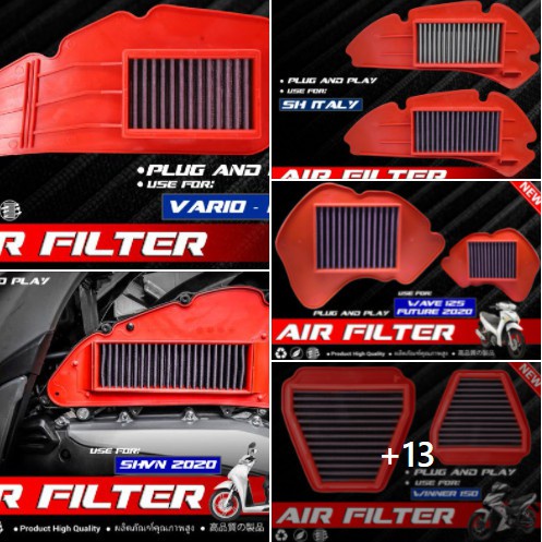LỌC GIÓ  ĐỘ CUB 125 rsx fi rs100 sirius fi wave s110 rsx fu125 FU mập SH Ý SHVN 2020 VARIO CLICK AIRBLADE  VIỀN MÀU ĐỎ
