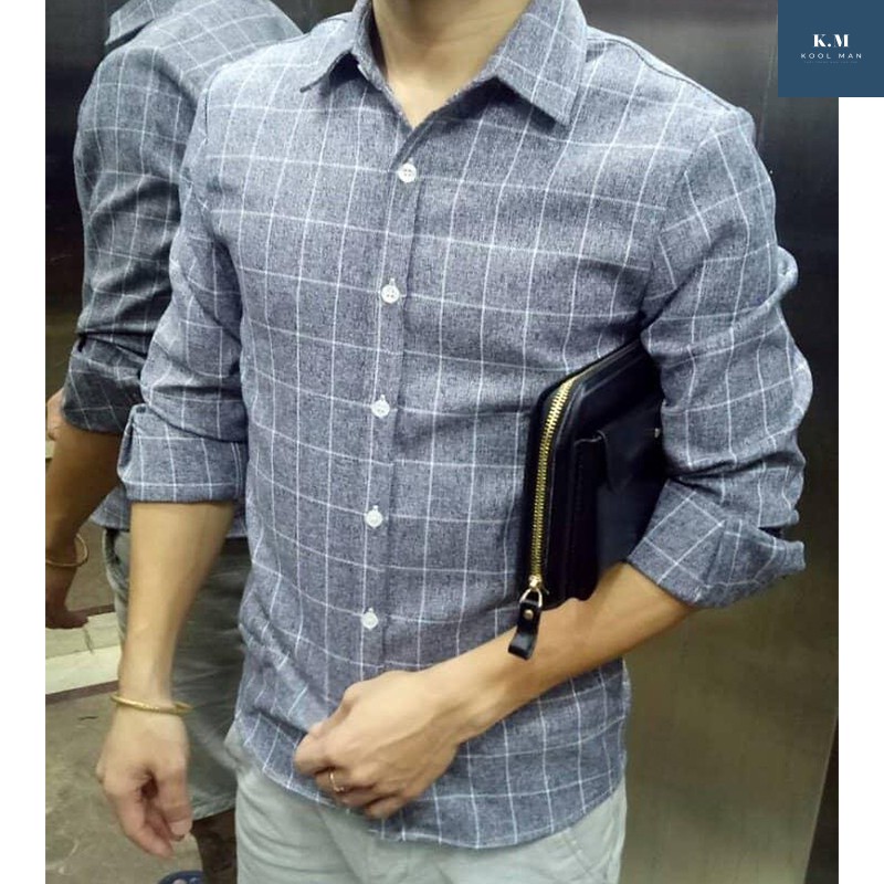 Áo Sơ Mi Nam Caro Dài Tay VẢI ĐŨI, Sơ Mi Nam Hàn Quốc Công Sở Chất Vải Đũi Bền ĐẸP, Thoáng Mát | BigBuy360 - bigbuy360.vn
