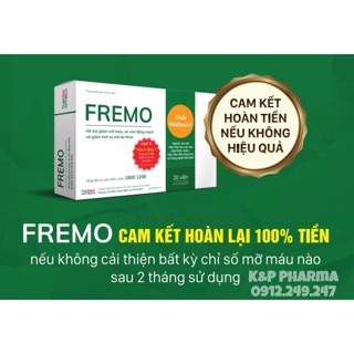 ✅ FREMO - Hộp 20 viên | Giải pháp cho mỡ máu, gan nhiễm mỡ, ngừa xơ vữa động mạch, hỗ trợ giảm huyết áp