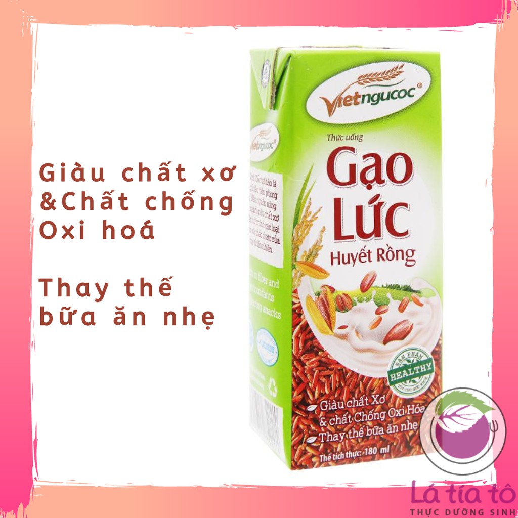 SỮA GẠO LỨT HUYẾT RỒNG LỐC 4 HỘP (180 ml / 1 hộp) - LÁ TÍA TÔ