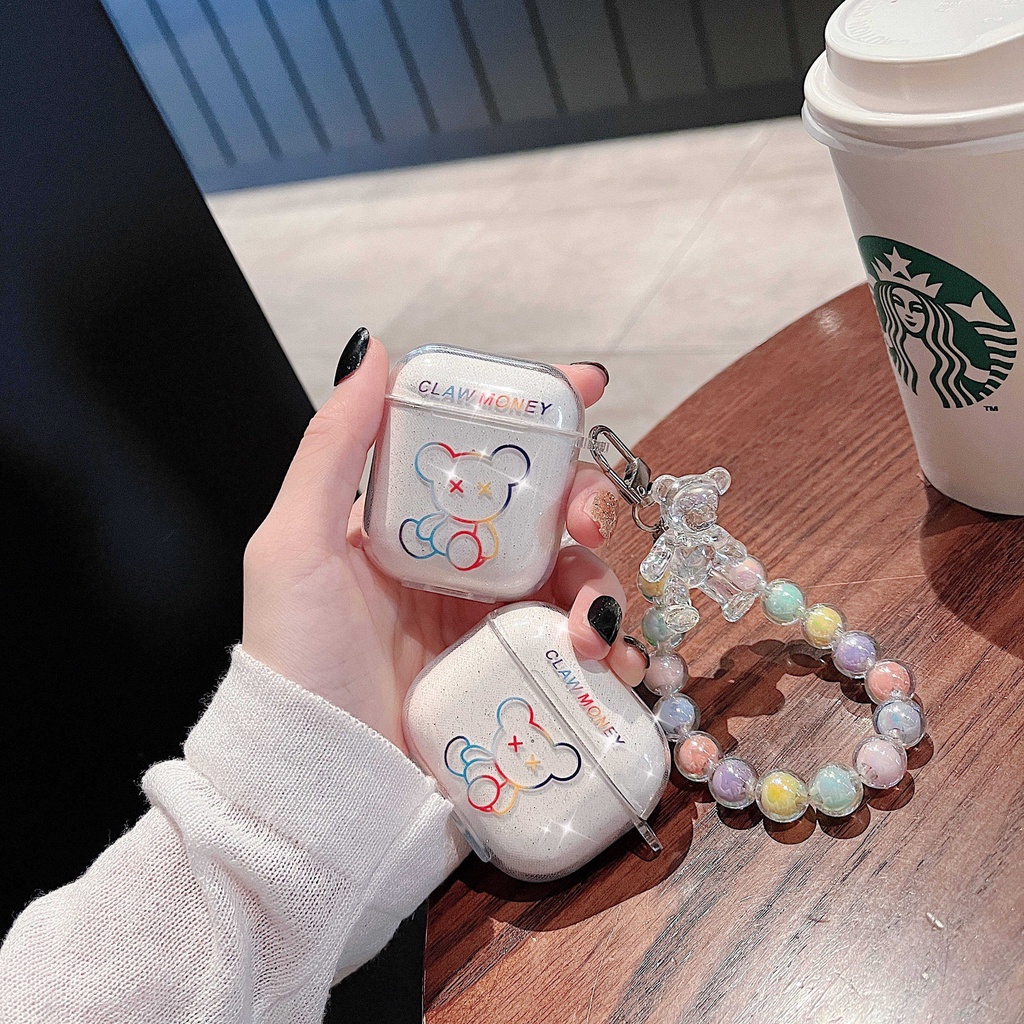 Vỏ Bảo Vệ Hộp Sạc Tai Nghe AirPods3 AirPods3 Pro AirPods2gen Màu Gradient Hình Gấu Dễ Thương Ốp