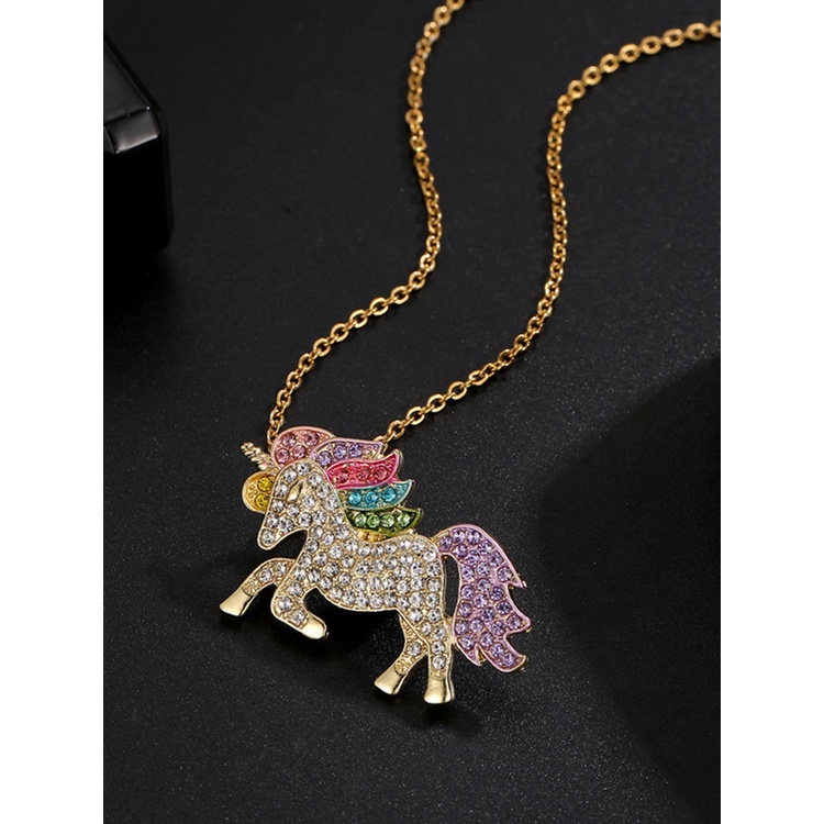 Tmdbyx Vòng cổ mặt hình ngựa pony vàng 18k thời trang cho bé