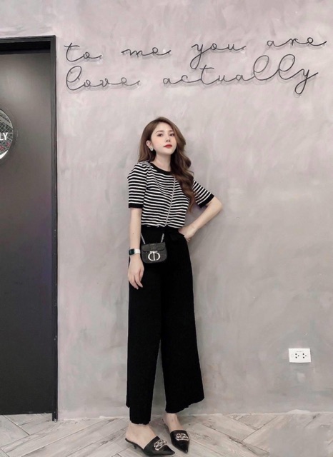 Set len mongtoghi kẻ quần suông | BigBuy360 - bigbuy360.vn