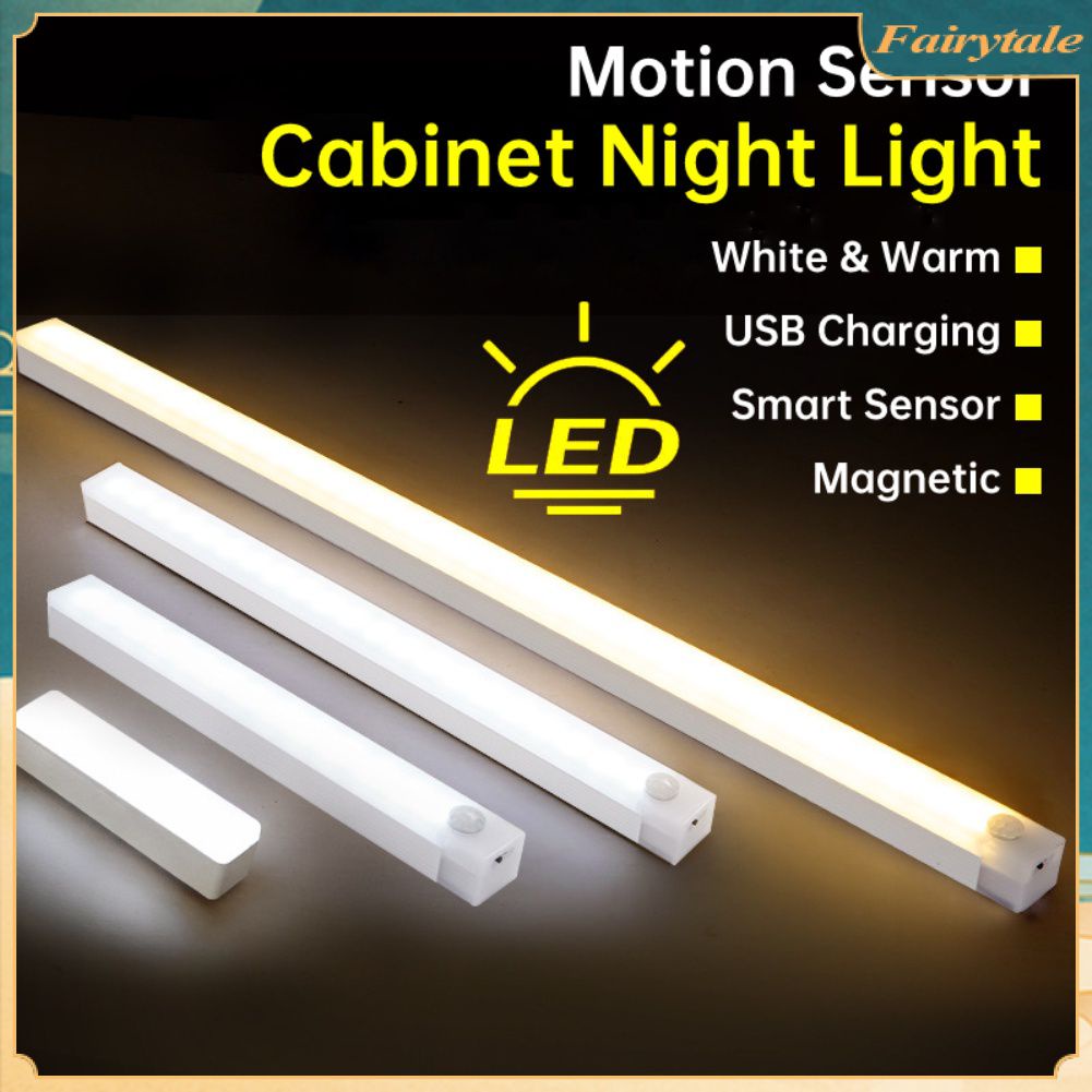Bóng Đèn LED Cảm Ứng Chuyển Động USB Sạc Đèn Ngủ Cho Tủ Hành Lang Phòng Ngủ Vệ Sinh Nhà Bếp Cầu Thang 10/20/30/50CM 【Fairytale】
