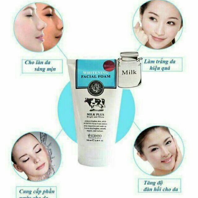 Sữa Rửa Mặt Beauty Buffet Scentio Milk Plus Whitening Facial Foam Q10