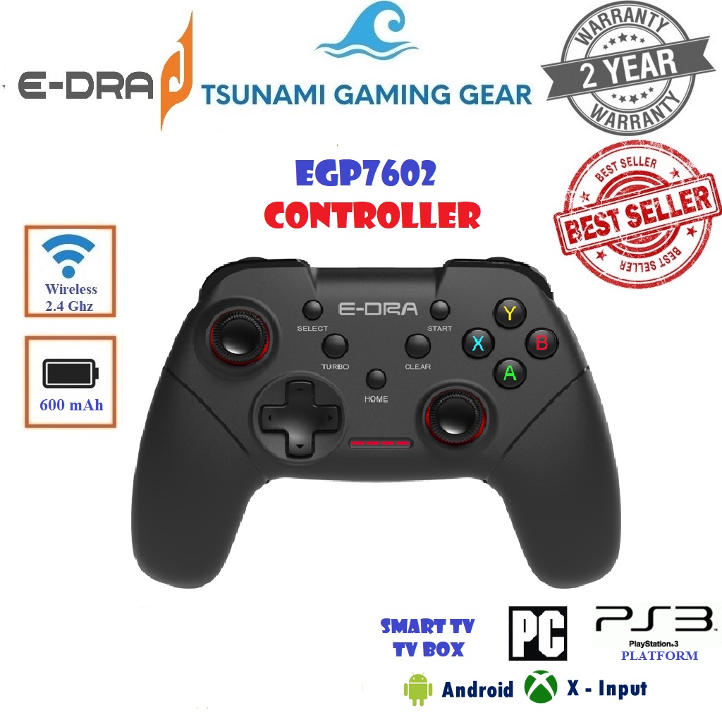 Tay cầm chơi game không dây E-dra EGP7602 Wireless 2.4Ghz - Hàng chính hãng